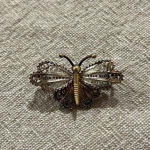 Gold filigree butterfly pin